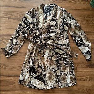 Snakeskin Print Wrap Dress